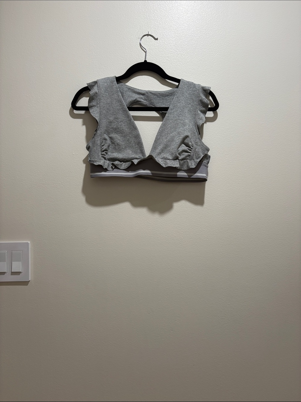 FP Movement by Free People Gray Ruffle-Detail Sports Bra